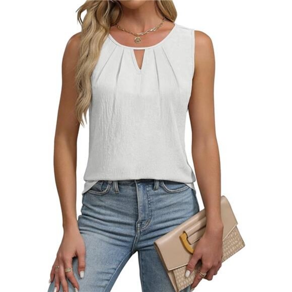 Womens Summer Tank Top Loose Fit Dressy Casual Sleeveless Cami Tops - Picture 1 of 7